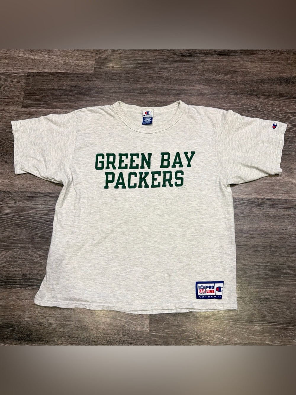 Champion Green Bay Packers Shirt 1994 Pro Line Logo Gray Men’s Extra Large